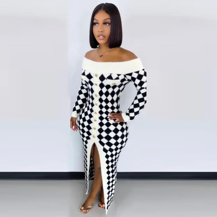 Long Sleeve Maxi Dress,Knitted Dresses 