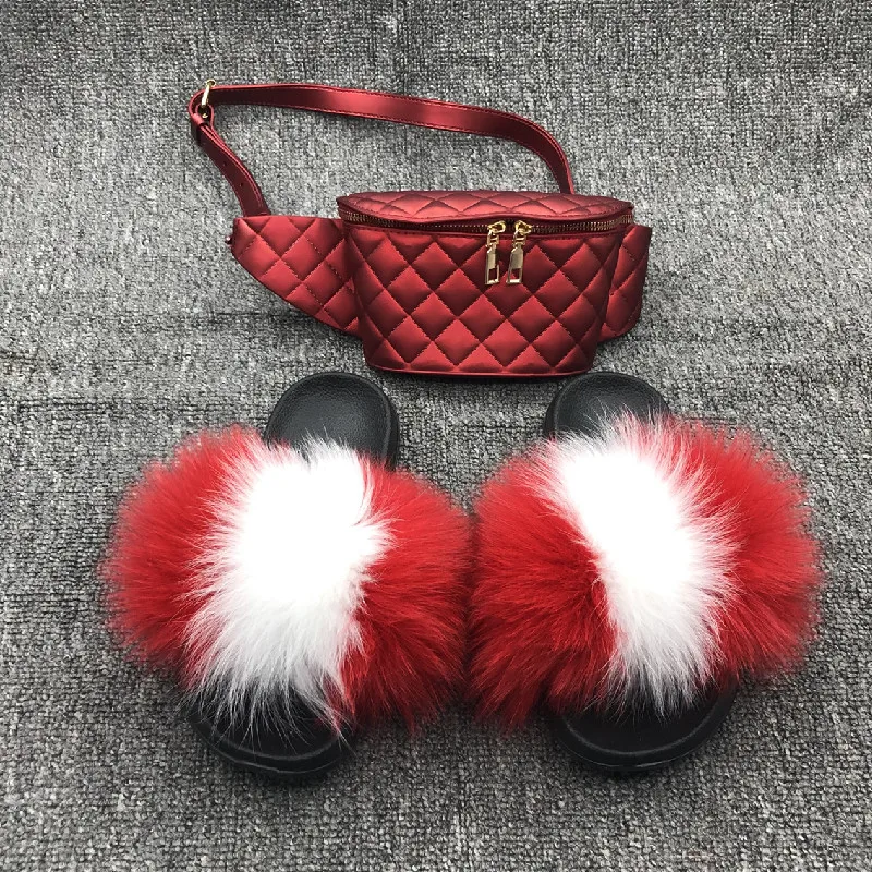 luxury fur slides