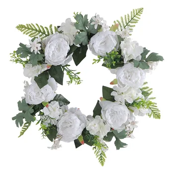 2024 New style spring peony rose floral wreath 40 cm hanging ornament wall decorative flowers wreaths wedding for decors