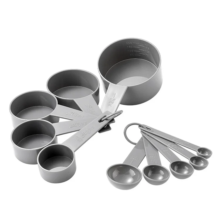 8pcs Grey Baking Measuring Cup Set With Graduation