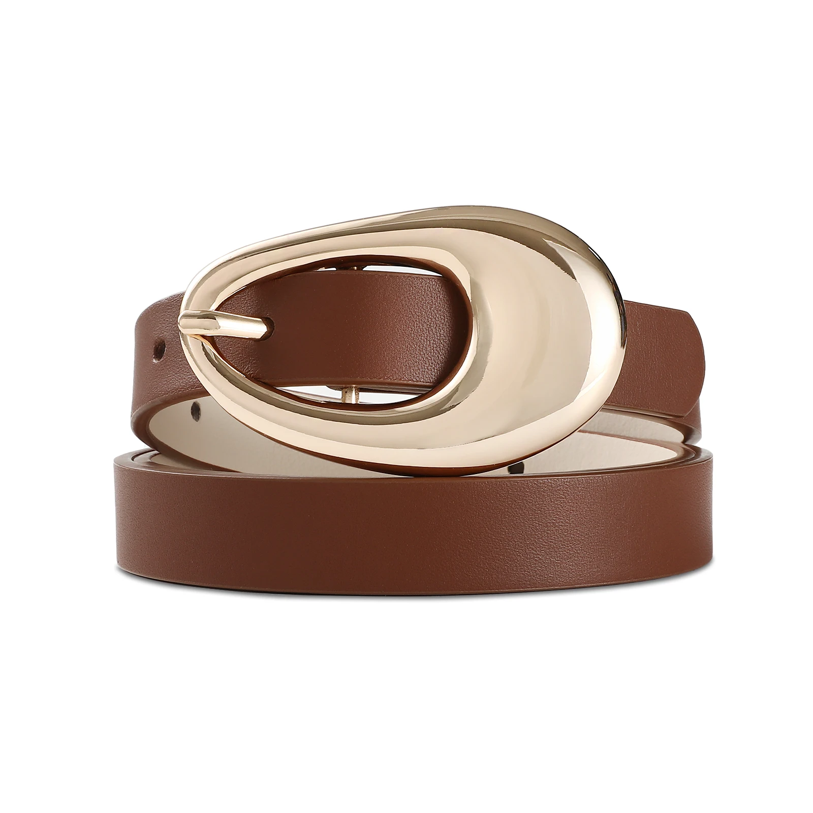 Genuine Leather Belt with Smooth Oval Gold Metal Buckle The belt that actually pulls it all together ✨ Meet the  main image 3