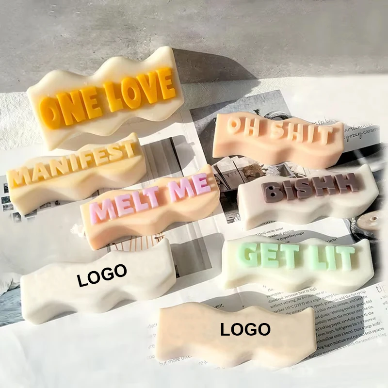 MHC Custom Name 3D Wave Shape Manifest Letters Candle Molds Silicone Rubber Bougie Text Design De Velas Candle Mold Silicone
