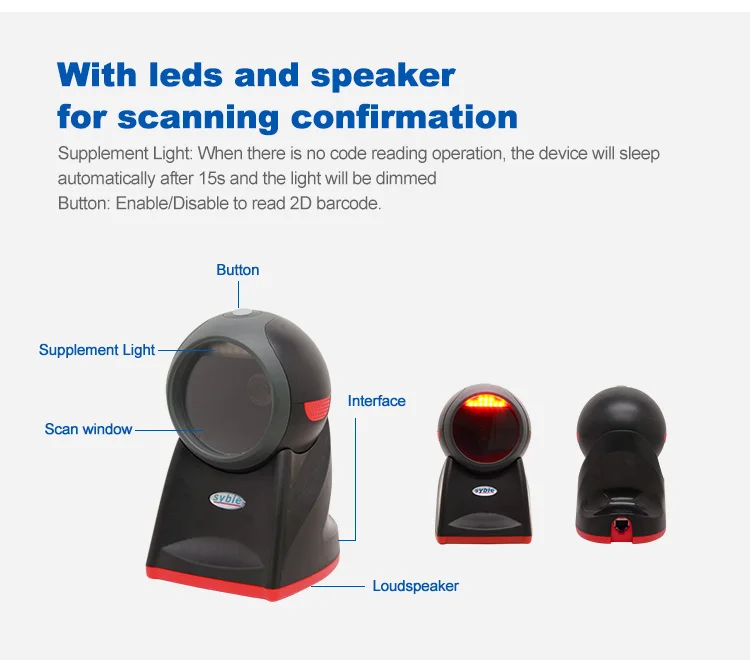 XB-8602H Syble High Cost Effective 2D Handsfree Table Top Barcode Reader 2D Handsfree Barcode Scanner Desktop