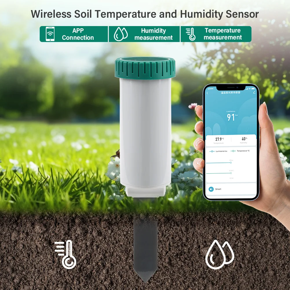 Soil Temperature and Humidity Sensor WiFi Smart Life Tuya Irrigation Watering Outdoor Gardening Water Timer