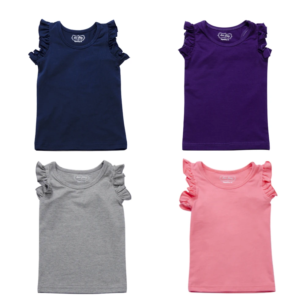 Летняя рубашка без рукавов на заказ жилет однотонная Милая летняя весенняя одежда с оборками Майки