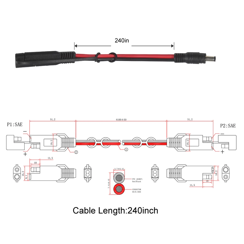 Portable Panel Dc Male 12V Charger Kit Cables And Plug Sae Battery Trickle Wiring Connection Cable Solar Quick Disconnect Wire 9