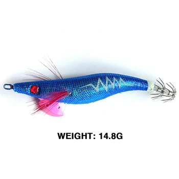 High Quality 3.5# Luminous Squid Jig Lure Wooden Shrimp Artificial Bait Jigging Lure – Metal Jig – view 5