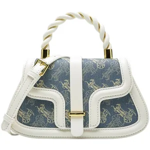 High Quality Designer Women's Cross-Body Handbag Original Design Custom Logo New Fashion Style Portable Polyester Pu Leather Bag