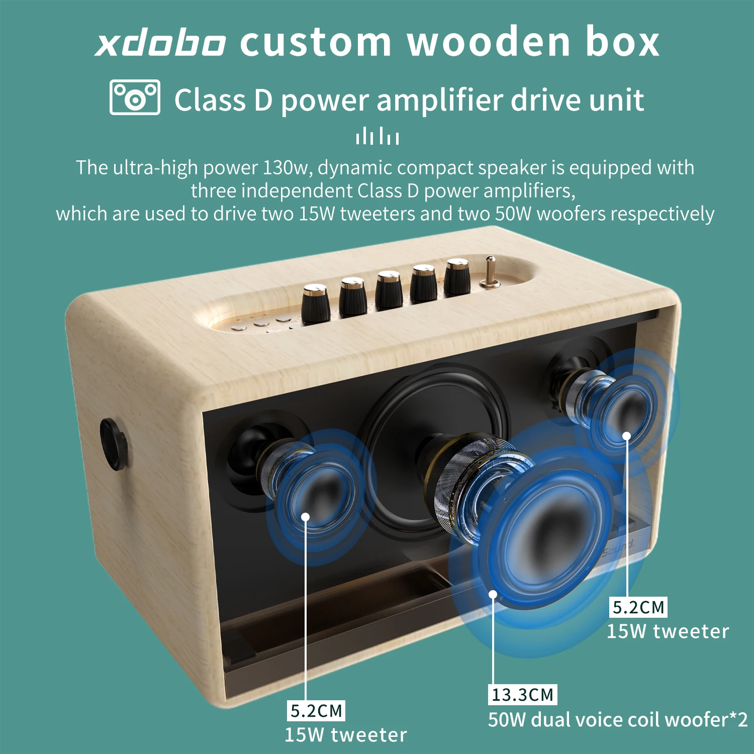 XDOBO Mirage 130W ポータブルワイヤレススピーカー、ライト付き 
