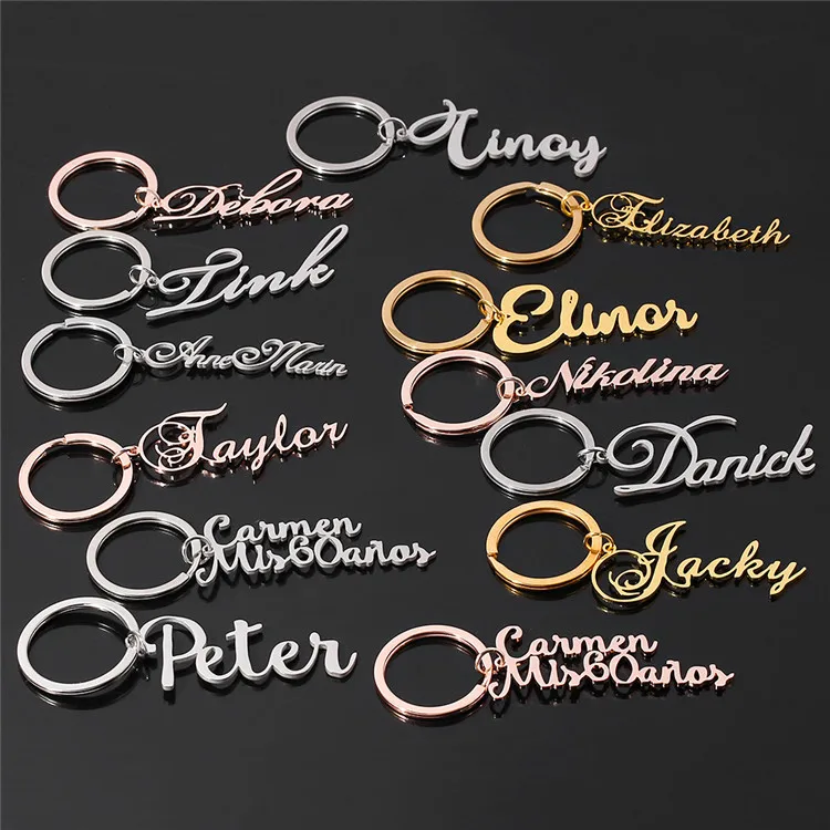 Stainless Steel Custom Letter Name Key Chain Personalized Free Engraved Keyring 