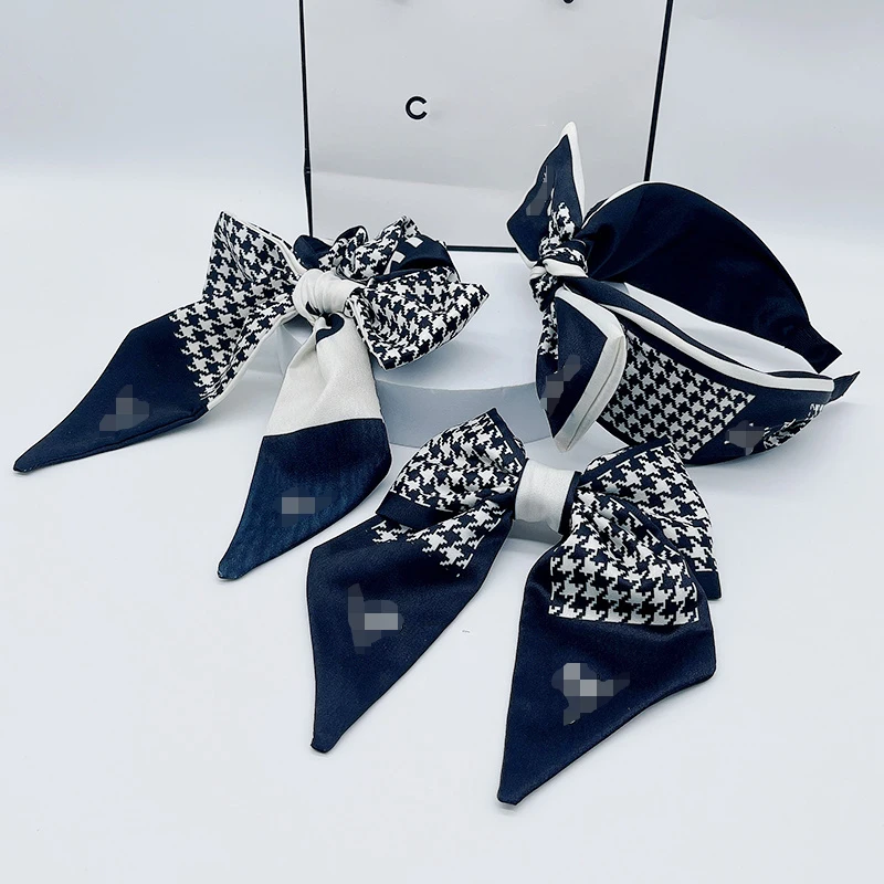 Женский Элегантный Модный Роскошный дизайнерский комплект с бантом из ткани узором «гусиные лапки»