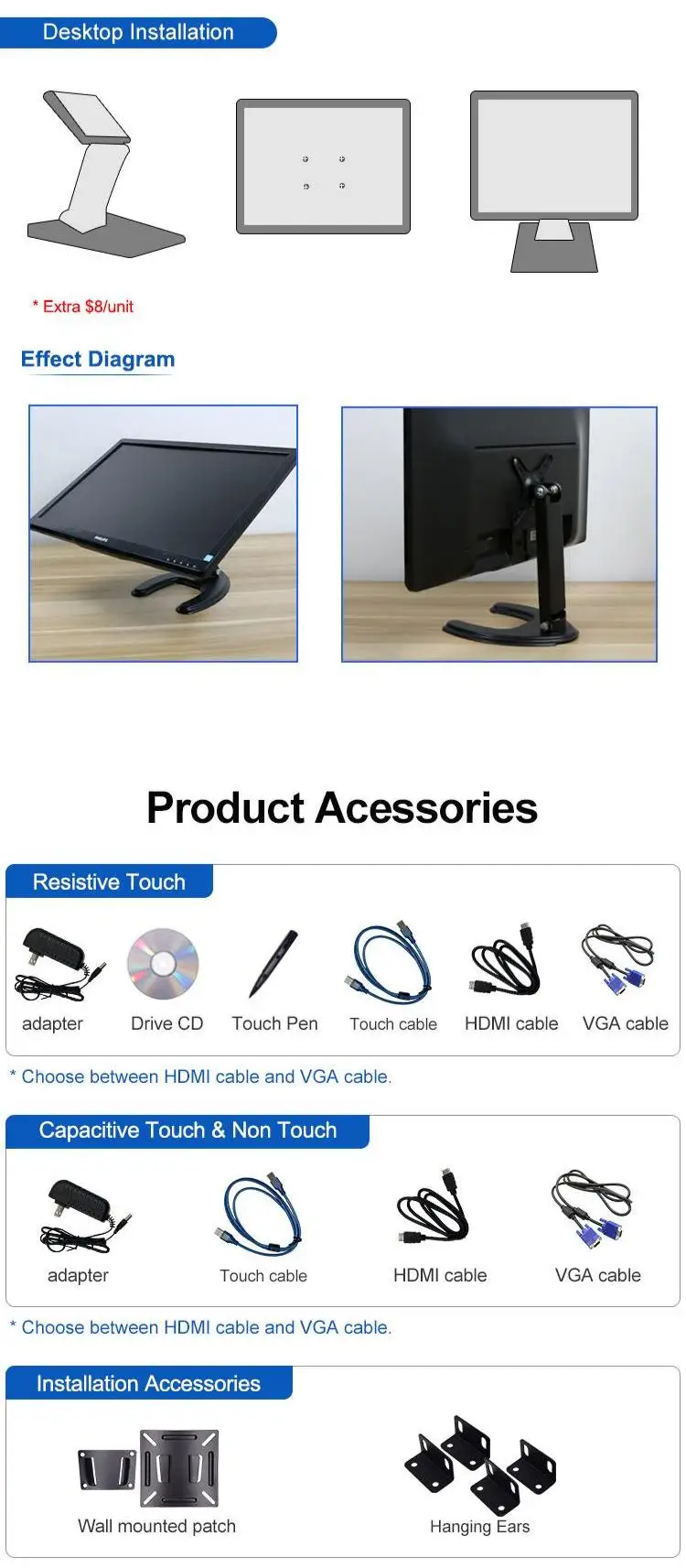 Wholesale Price New 19.2 Inch Industrial LCD Monitor EETI PCAP Capacitive Touch Screen Aluminum USB/VGA//AV 1440x900