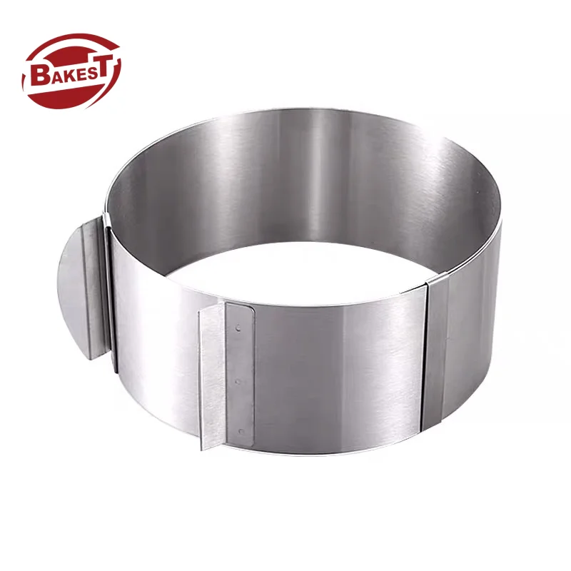 Bakest Adjustable Circle Round Cake Ring Hight Baking Mould Dessert Height Ajustable Retractable 16~30cm Mousse Key Metal Mold
