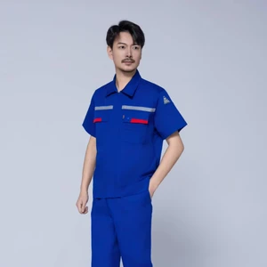 Summer Cotton Work T-Shirt Anti-Static Breathable Cool Wear-resistant Stand Collar OEM Service for Industrial Construction