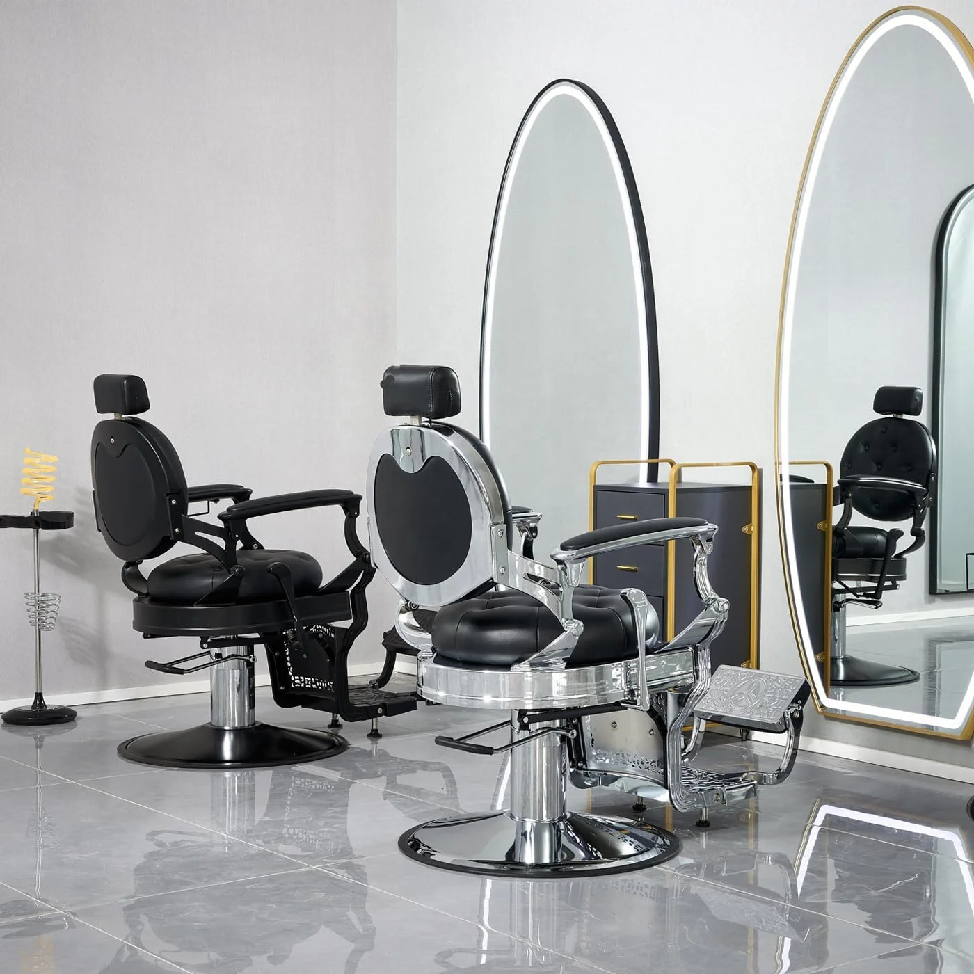 Antique Style Red Black Silver Barber Shop Hair Styling Chair Salon Barber Chair for Sale