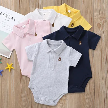 2024 Baby Polo Romper Summer Hot Sale Bear Embroidered Infant jumpsuit romper