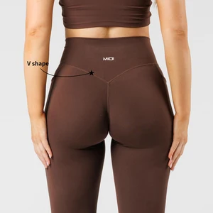 Custom Size High Waisted Stretch Elastic Butt Lift V Back Leggings S M L Women's Gym Yoga Pants With Pockets