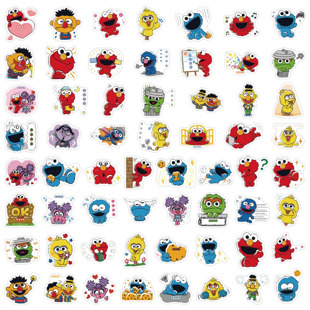 ZY1714C 60pcs Waterproof for Sesame Street Teen Decal Cartoon Decorative Laptop Skateboard Cellphone Luggage Guitar Stickers