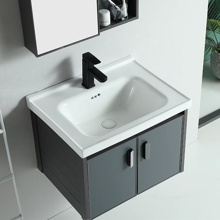 Modern balcony simple wall-mounted new design aluminum bathroom sink vanity mirror cabinet details