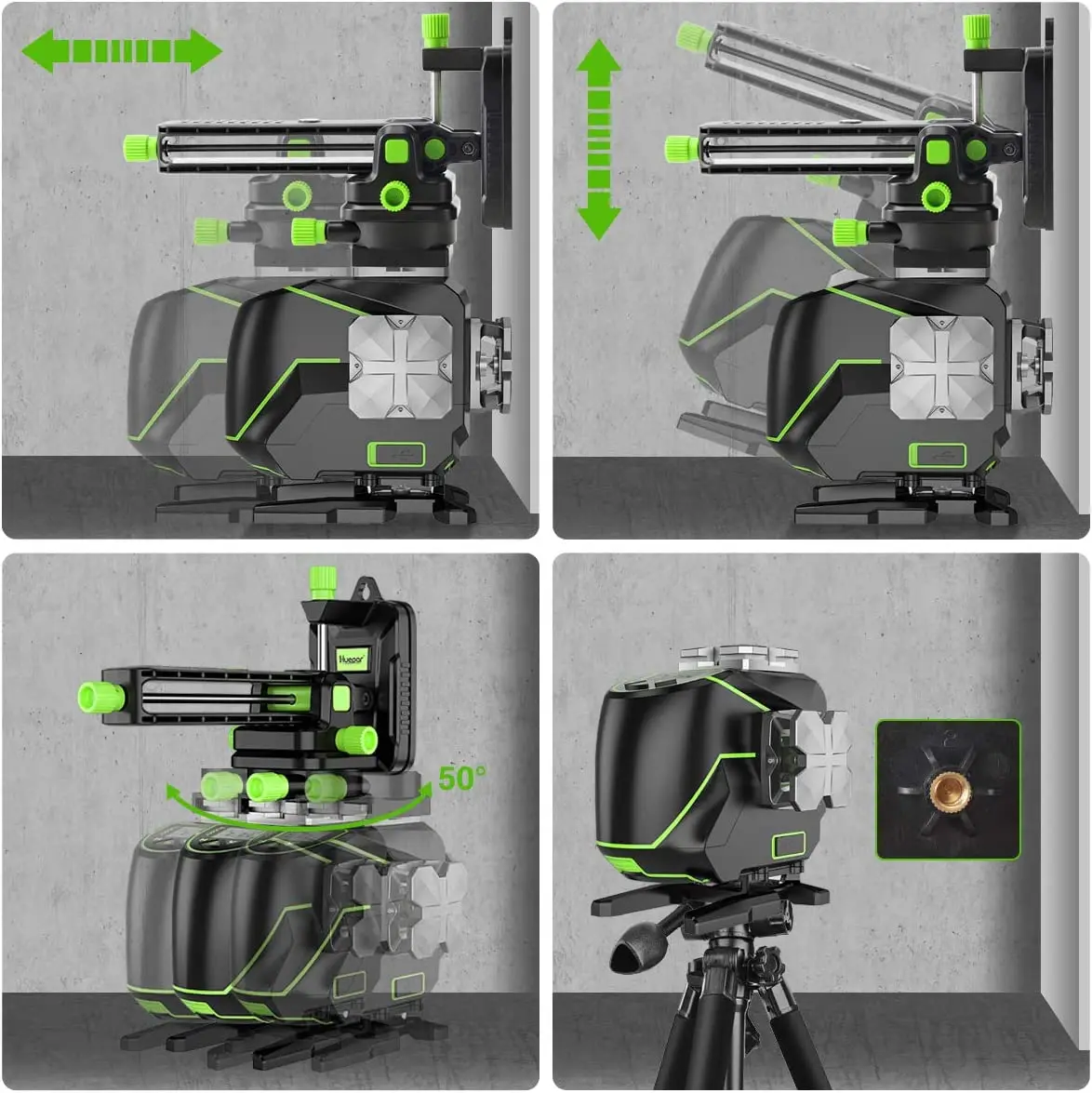 Huepar S03DG 360 Degree Laser Level Multiple Lines for Tile Floor Indoor Outdoor Use