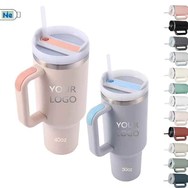 2024 NEW Simple 30oz 40oz Tumbler with Handle Slim Car Drive Tumbler more Color with Silicone Straw