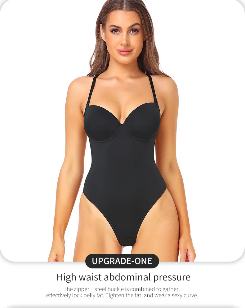 PASUDA Shapewear voor dames, buikverhullend, bodyshaper, sterk corrigerend, sexy, met kant, bodysuit, vormend, shaping, body, figuurcorrigerend, met V- hals, korsetbody, met beha, huidskleur, L
