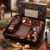 Set da 5 pezzi - colore caffè - portafoglio - occhiali da sole - cintura - orologio - confezione regalo