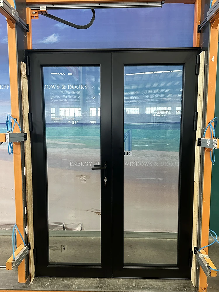 Minglei Energy Efficient Thermal Break Aluminum Exterior Glass Door French Modern Door manufacture