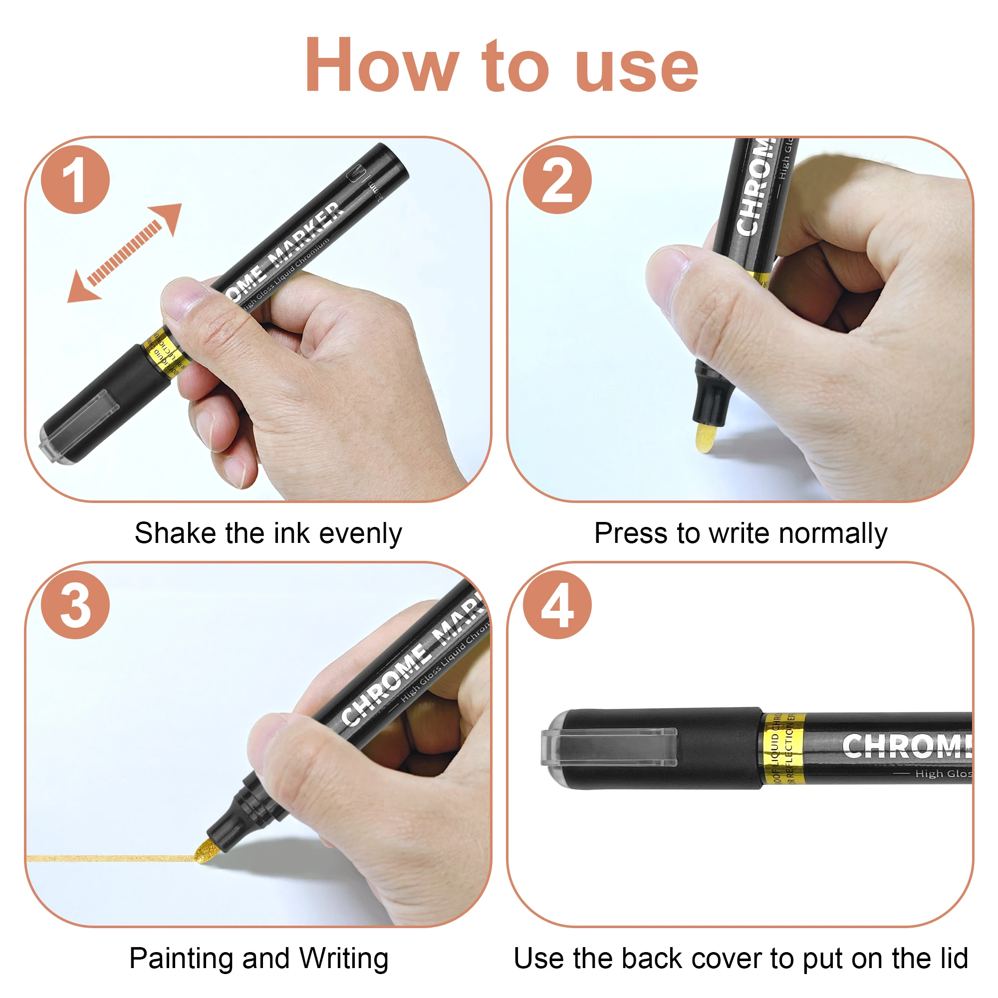 Высококачественный Перманентный хромированный маркер DIY Серебряный зеркальный для любой поверхности высокоглянцевый дисплей