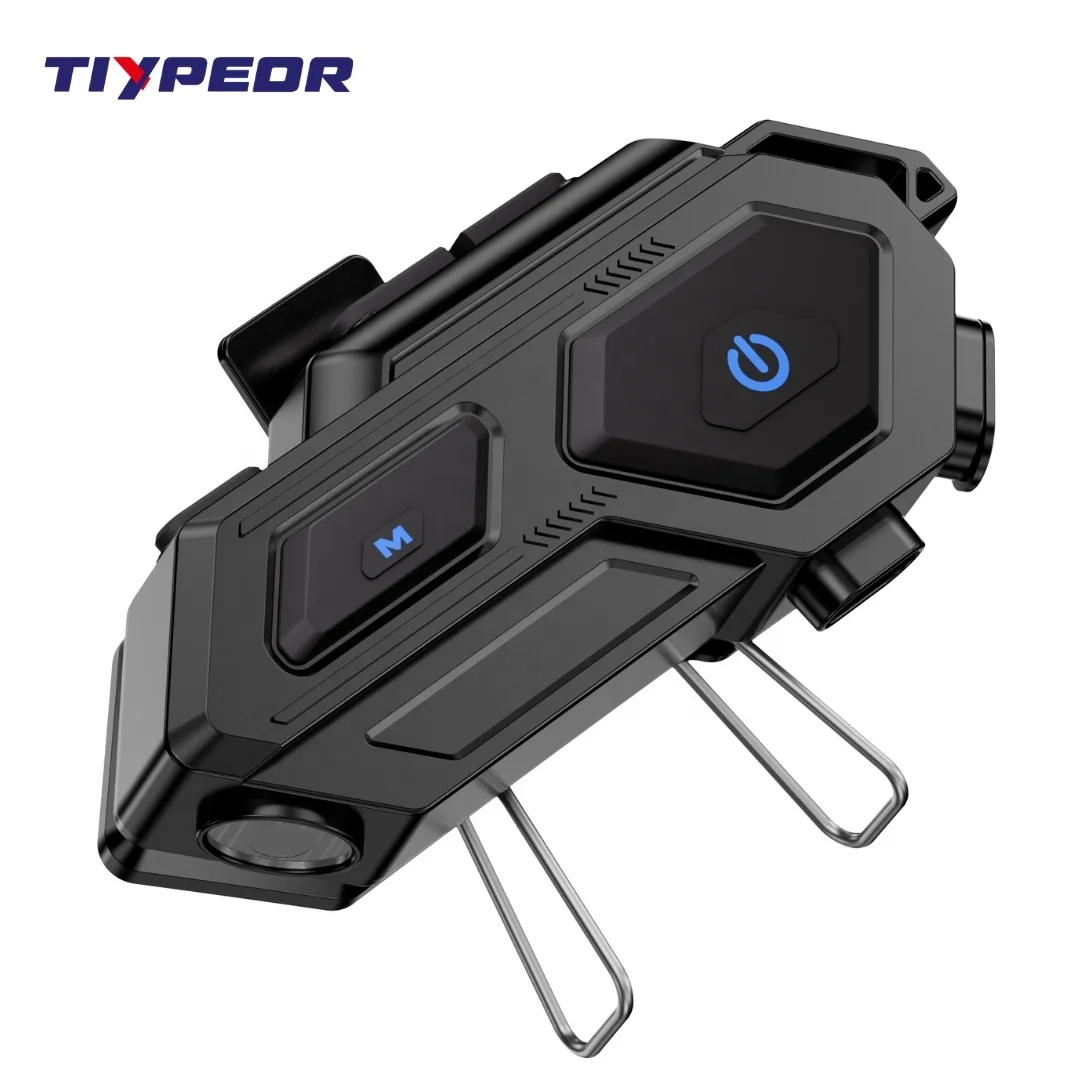 TIYPEOR Waterproof Handsfree Calls Noise Cancelling Motor Headphones TWS Wireless Earbuds LED Motorcycle Helmet Headset