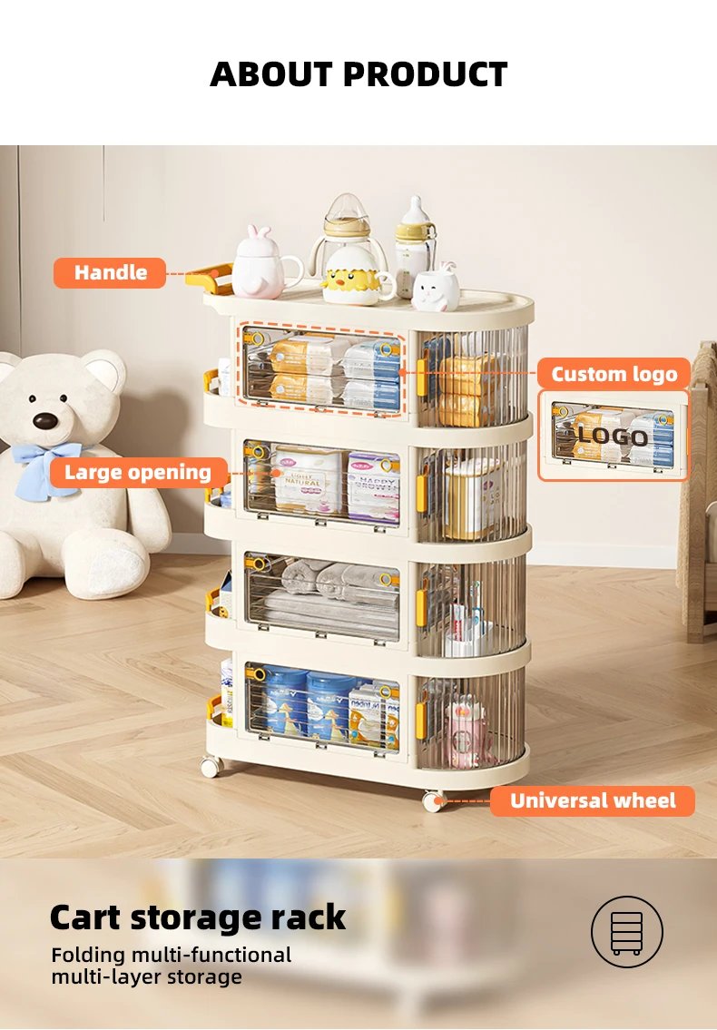 Wannuo 2/3/4 Layers Baby Supplies Storage Rack Bedroom Storage Shelf Removable Snack Cart Storage Rack manufacture