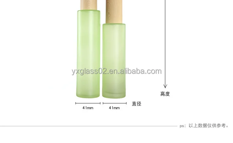 Custom container 20g30g50g30ml40ml60ml100ml120ml bamboo cap cosmetic frost green skincare packaging glass jar set details