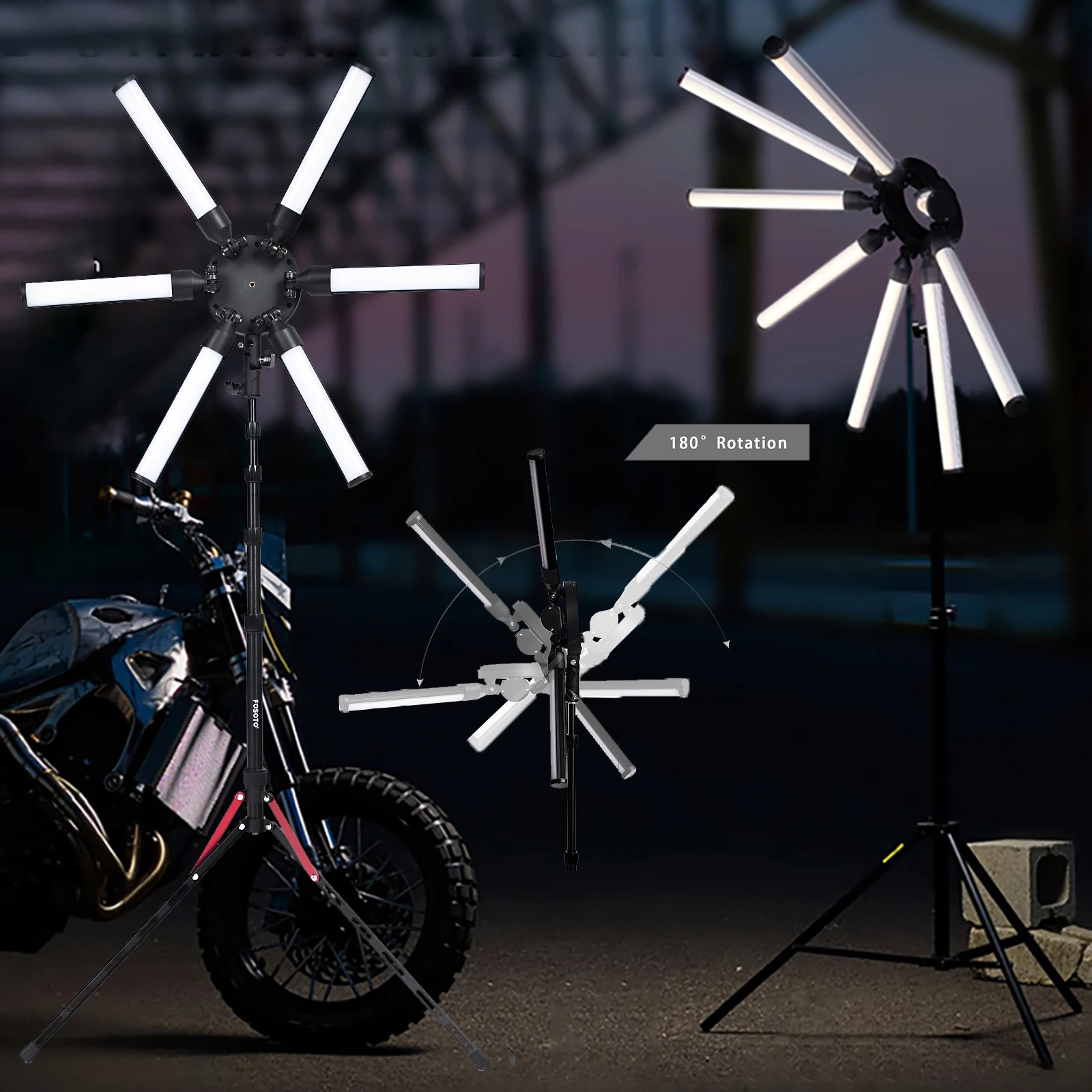 FOSOTO Portable LED Star Lantern DC 12V Waterproof Telescopic Rod OEM/ODM Outdoor Garden Lamp for Photographic Lighting