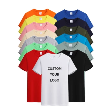 High Quality 100% Cotton Unisex Custom Men's T-Shirts 220g Company Staff Uniform Camp Event Screen Logo White Adult T-Shirts