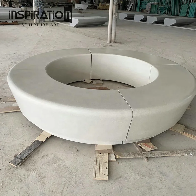 Amazing Design Public Concrete Park Modern GRC(Glass Fiber Reinforced Concrete) Outdoor Garden Curved Patio Bench