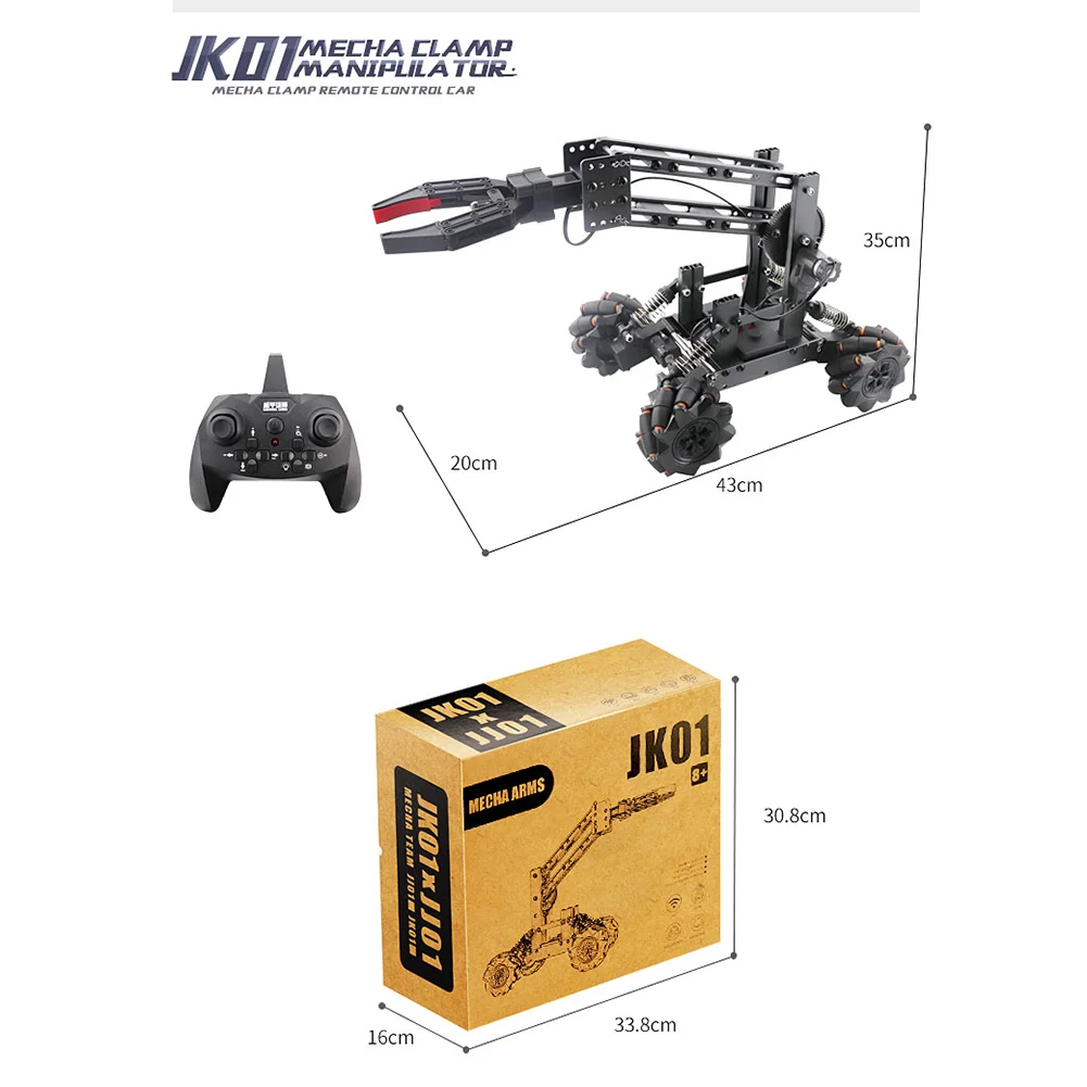 Alloy 14CH DIY Programming Blocks Vehicle RC Car With Robot Mecha Grab Clamp Arm  4WD Electric RC Engineering Drift Stunt Car