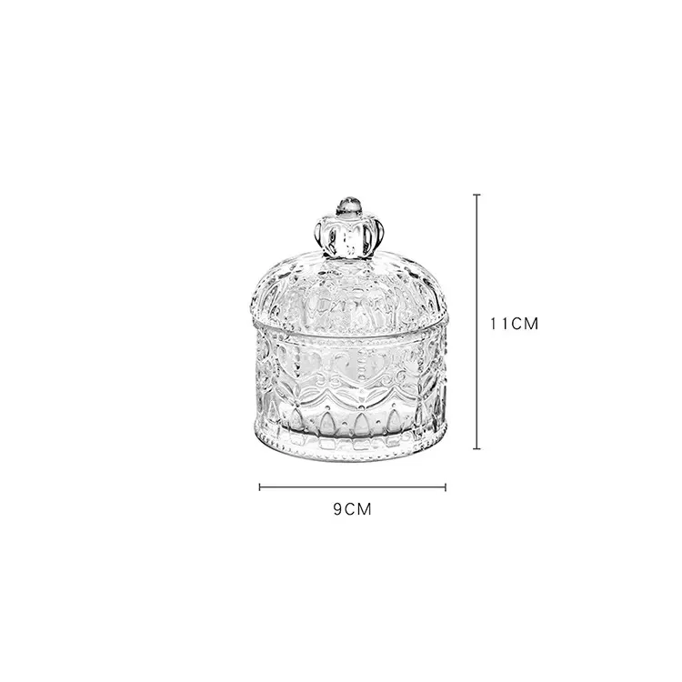 Deluxe Transparent Glass Candy Cans Fancy Candle Cans Glass Belt Lids