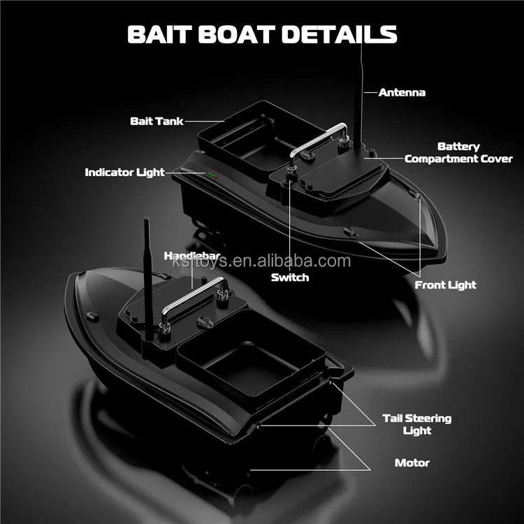 Flytec V050 RC Fishing Bait Boat With 4 LED Lights Wireless Dual Power Supply 500M Fixed Speed Cruise Fish Feeder For Fishing