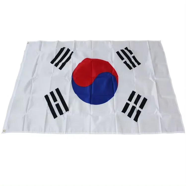 Top quality Korean Flag Country Double Stitching National Flags Polyester with Brass Grommets 3 X 5ft