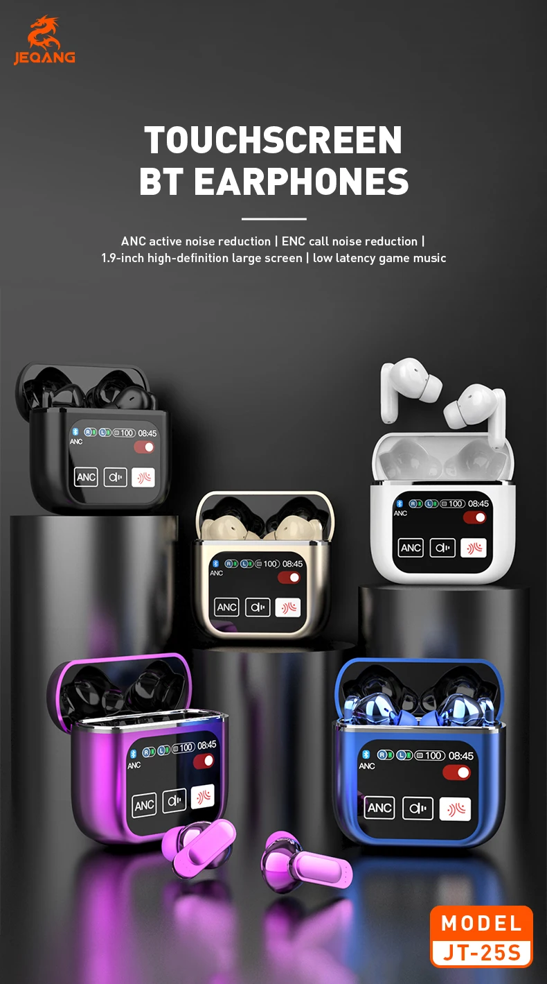 Jeqang-25S TWS LED Digital Display In-Ear for BT Earphones with ENC ANC Waterproof Function and Large Screen Display