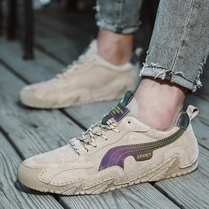 New Men's Fashionable Leather Lace-up Running Shoes Outdoor Sports,work Anti-slip Breathable and Casual Shoes