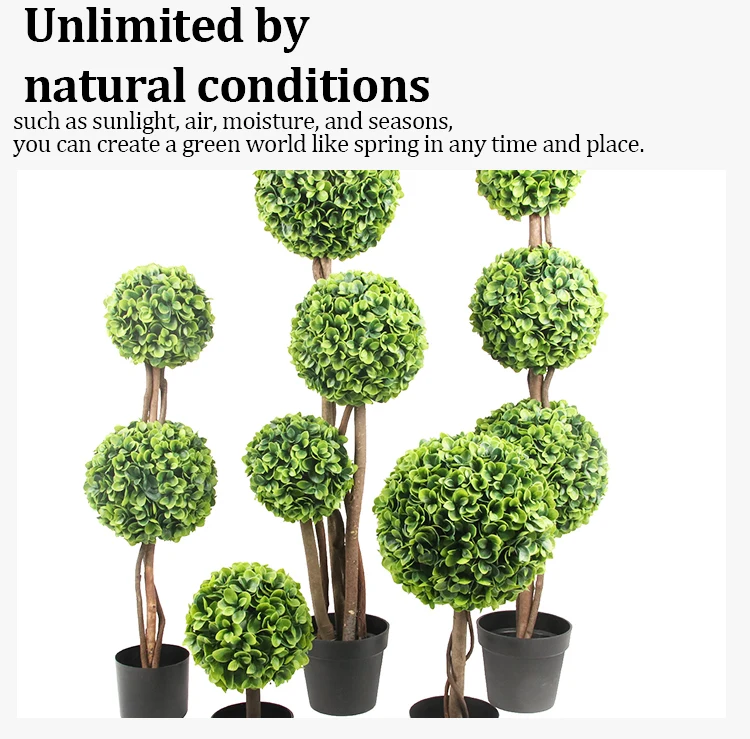 Wholesale Plastic Grass Topiary Artificial Ball Tree Bonsai Plant For