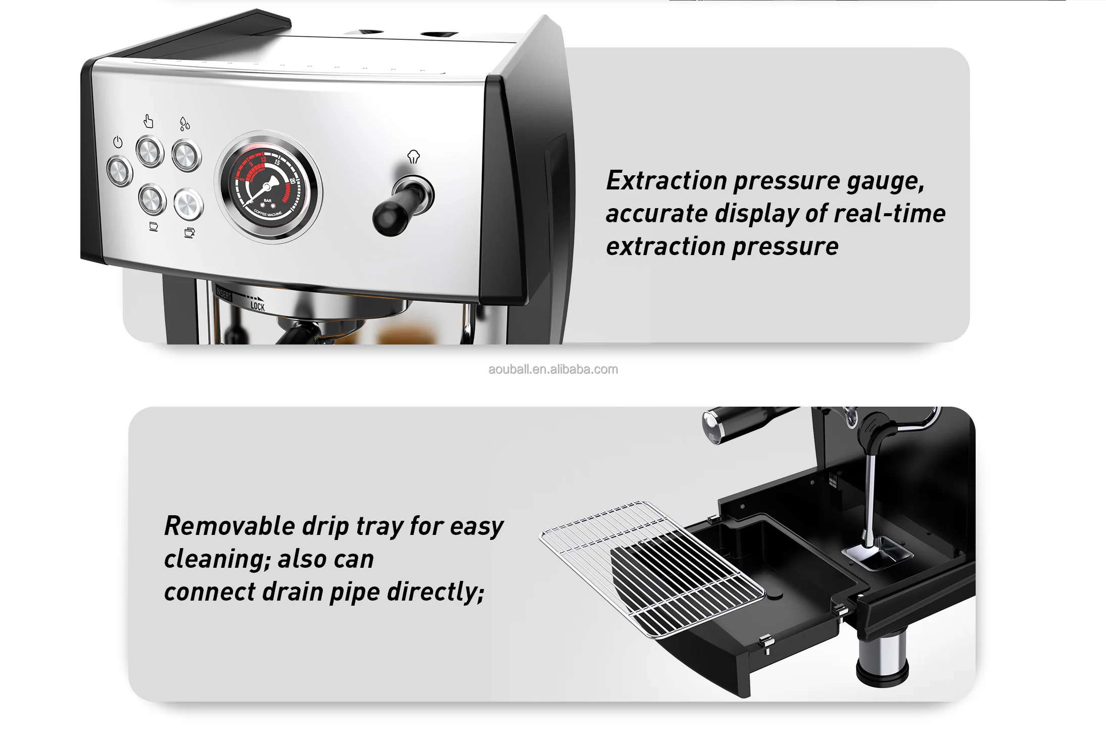 3 in 1 Smart Digital Espresso Machine 20 Bar Duel Boiler Buttons Aluminium 20 in 1 Digital Coffee Maker
