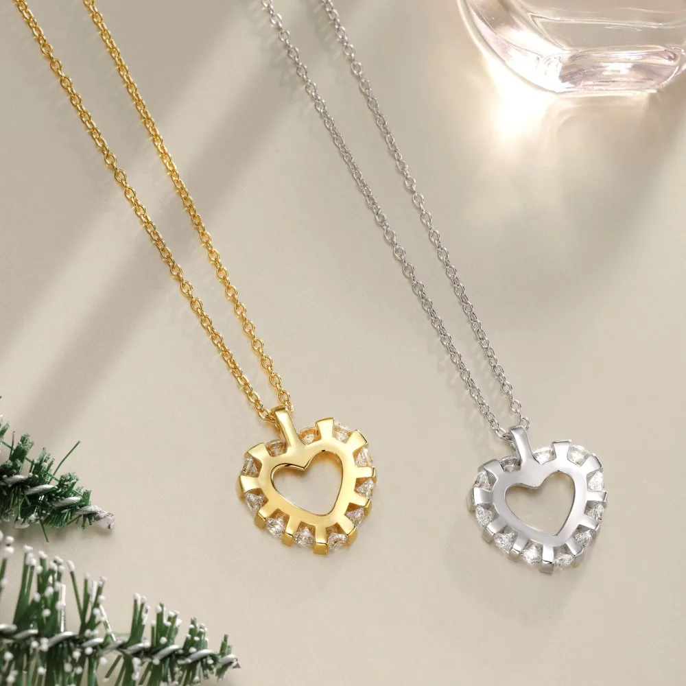 KAKODIY High Jewelry Rhodium 18K Gold Plated 925 Sterling Silver 5A Zirconia Love Pendant Necklace Christmas Gift detail 2