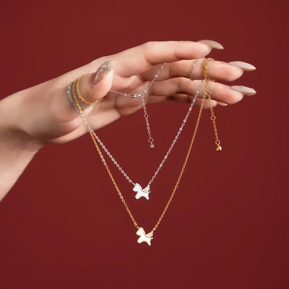 KAKODIY Happy New Year Zodiac Elements Horse Unicorn Pendant Chain Necklace 5A Zirconia 925 Sterling Silver Jewelry detail 1