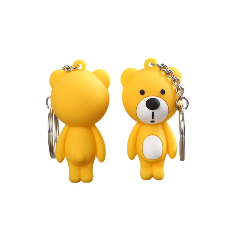 Customizable Cute Bear 3D Mini Keychain Soft PVC & Silicone Rubber Love Souvenir & Carabiner with Custom Logo for Promotions
