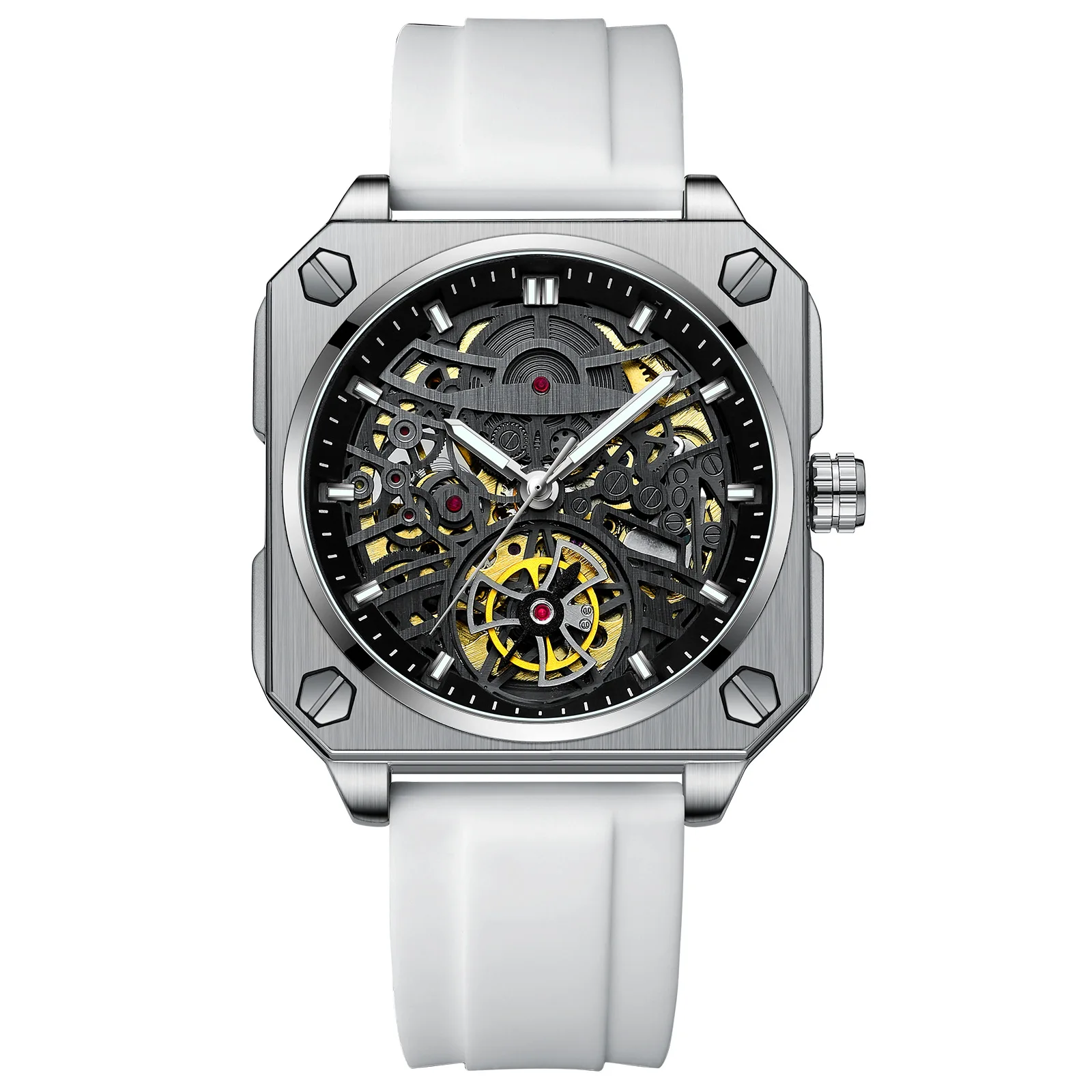 Luxury Luminous Square Tourbillon Skeleton Watch