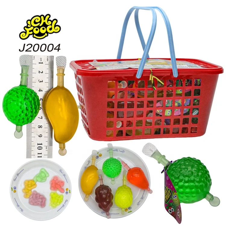 Basket Packing Fruit Shape Jelly Pudding Wholesale Mango Apple Strawberry Grape Pineapple Jelly Pudding Sweet