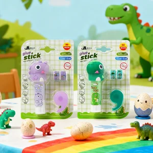 Creative Cartoon Style Adhesive Kit with Solid Paste Glue and Mini Clear Tape