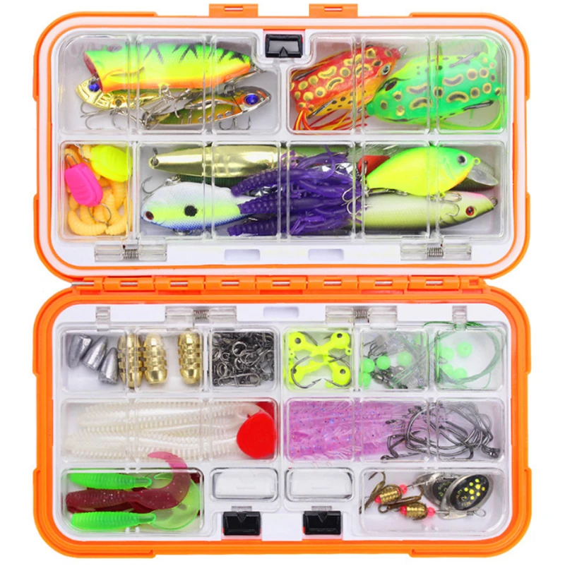 Fishing Tackle Box and Lure Kit Hard Soft Bait Set 122 Piece Saltwater &  Freshwater Fishing Combo Fishing Products